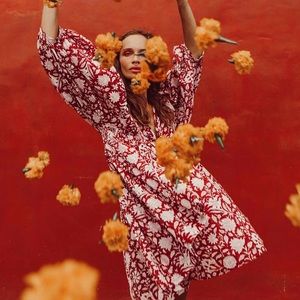 Daughters of India Kyra Mini Dress ~ Saffron